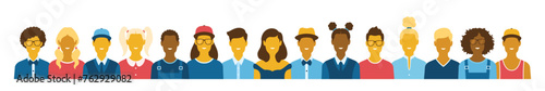 Diverse group of cheerful kids from generation z and gen alpha. Perfect for horizontal web banner or header