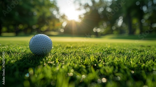 The tranquil golf setting with ball on tee, moments before a powerful stroke