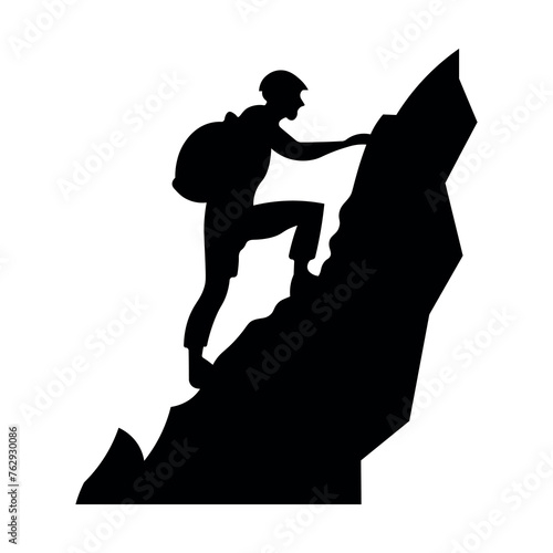 black vector climbing icon on white background