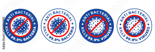 Kills 99.9% bacteria, germs and viruses . Antibacterial and antiviral defence, protection infection. Vector Illustration