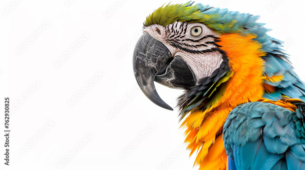 Stunning macaw in profile bright feathers