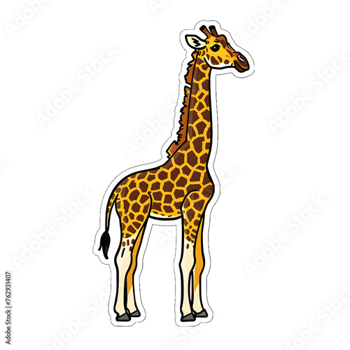 Cartoon giraffe cute sticker   High Quality   Transparent PNG 