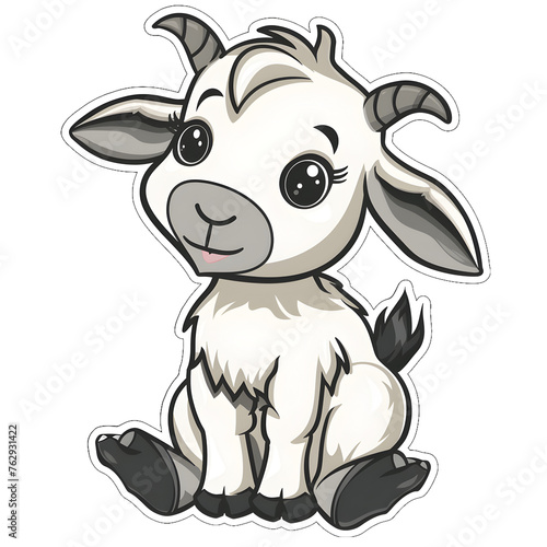 Cartoon goat sitting cute sticker   High Quality   Transparent PNG 