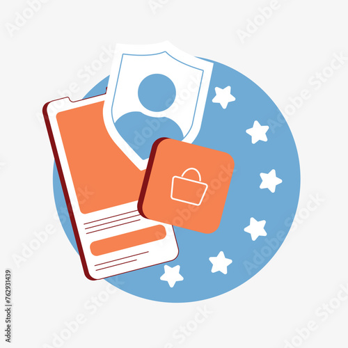 Digital Markets Act vector illustration, DMA concept art, digital regulation graphics, online platform visuals, EU tech law images isolated on white background