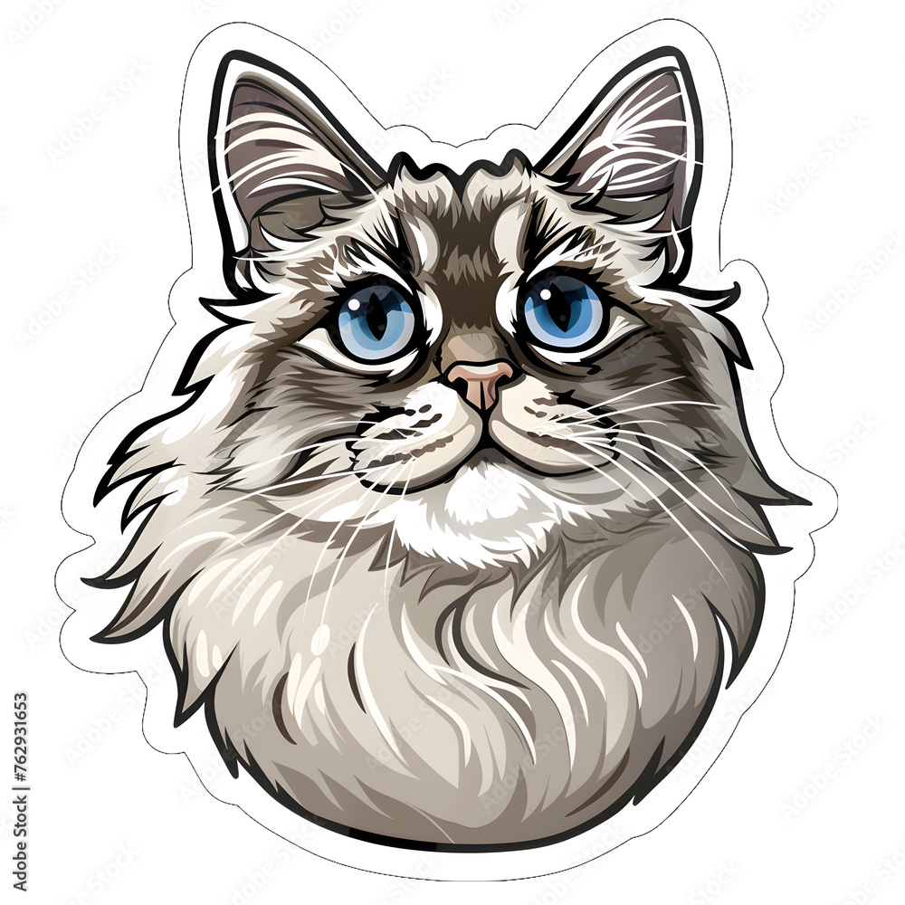 Norwegian forest cat cute sticker | High Quality | Transparent PNG	