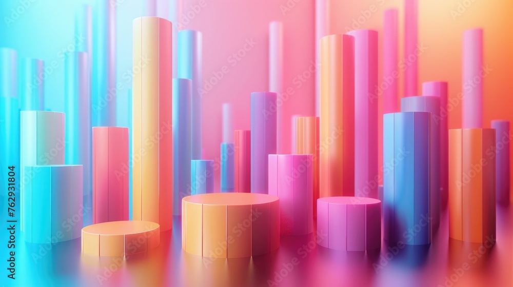 3D soft-hued financial charts, minimalist 3D soft-hued financial charts, minimalist