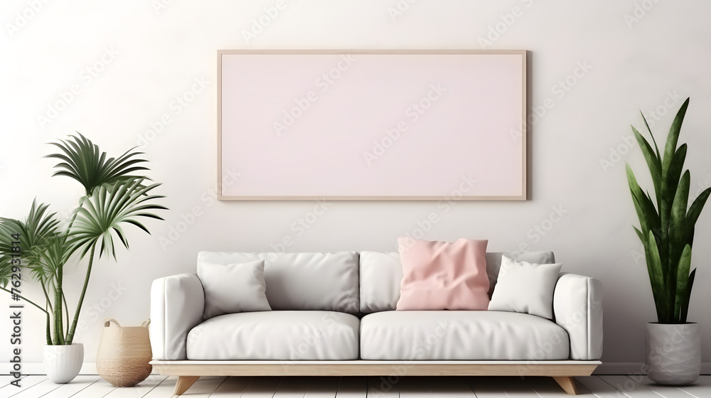Mockup frame in interior background, room in light pastel colors, Scandi-Boho style Mockup frame in interior background, room in light pastel colors, Scandi-Boho style