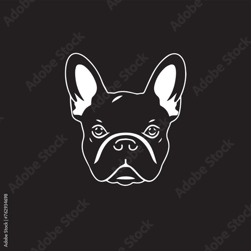 Französische Bulldogge Kopf, einfaches Logo, KI generiert