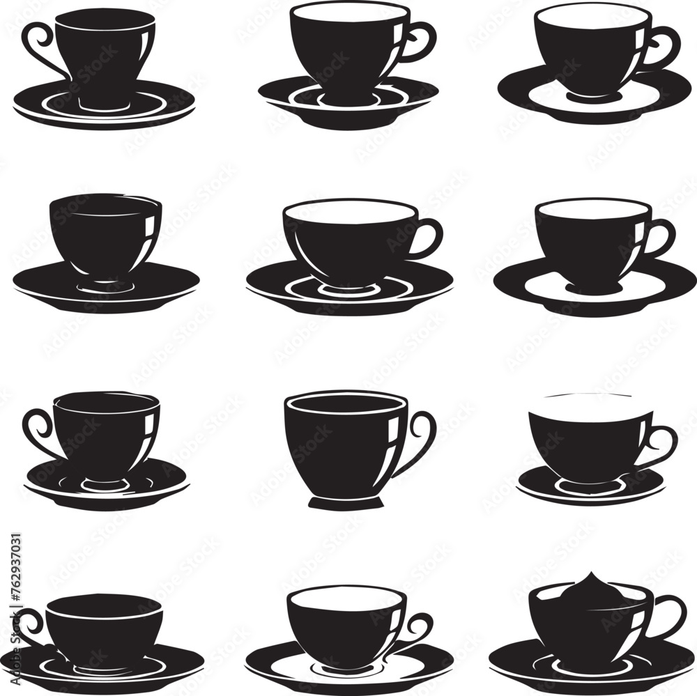 Set of Cup Plate Silhouette Set of Cup Plate Silhouette
