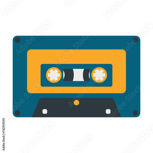 Retro Cassette Tape Illustration. 90s Design Style. Isolated on White Background. 
