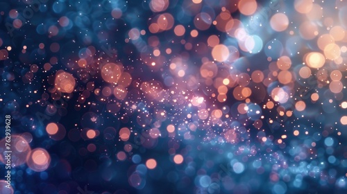 Dreamy Bokeh Effect: Glittering Blue Hues with Soft Light Circles 