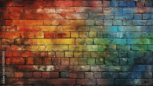 Colorful brick wall. Background with rainbow colors. © vlntn