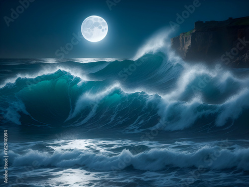 full moon over the sea