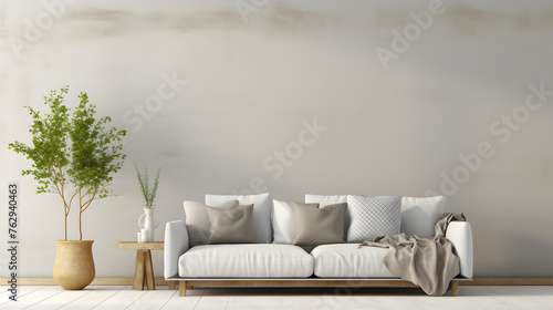 Mockup poster frame in minimalist modern interior background