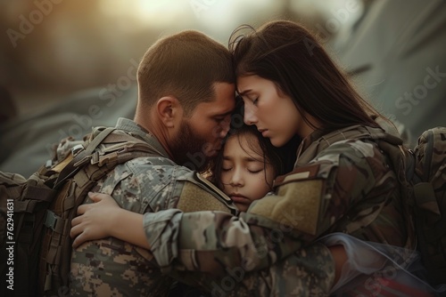 Enduring love: tender moments and unwavering devotion in the embrace of a soldier's heart