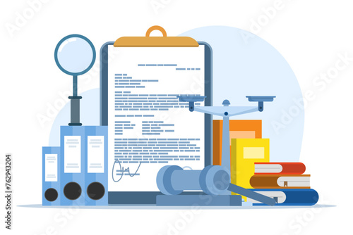 Law and justice concept, documents, Law firms and legal services, Lawyer services, People seeking legal advice, Professional legal lawyer consultation, Legal Consultant. vector illustration.