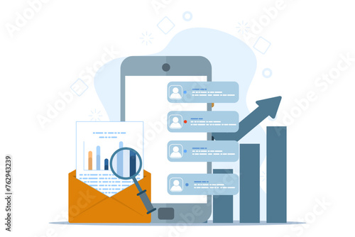 Email marketing campaign concept, online business strategy, Advertising, email newsletter, message, Marketing concept for landing page, banner, social media, infographic. flat vector illustration.