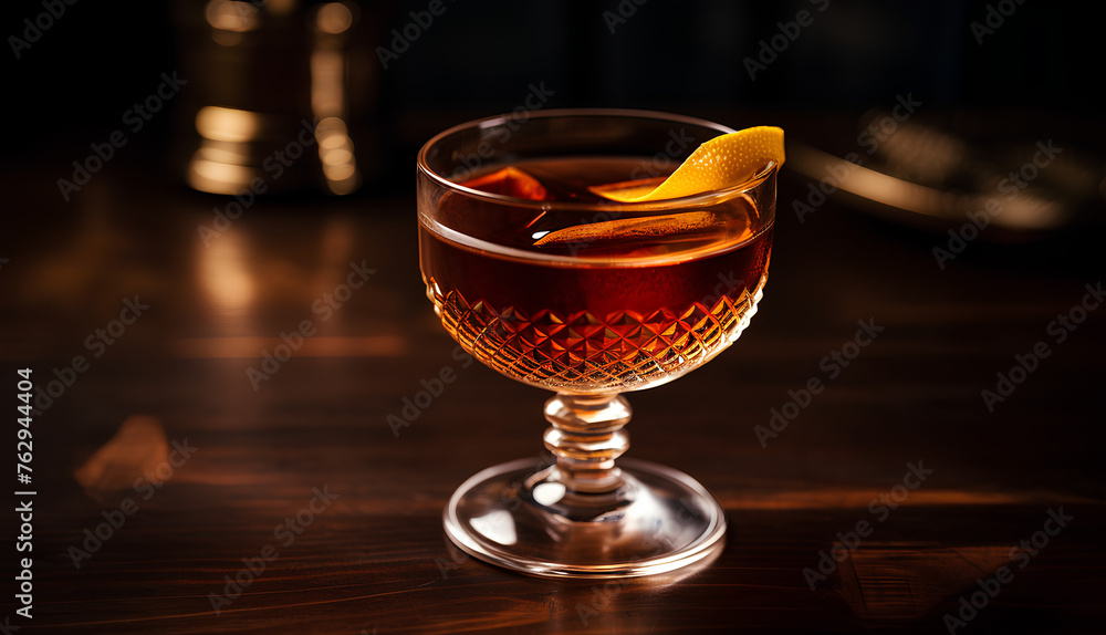 Negroni sbagliato cocktail, prosecco with Campari and vermouth. Serve in a highball glass with an orange slice Negroni sbagliato cocktail, prosecco with Campari and vermouth. Serve in a highball glass with an orange slice