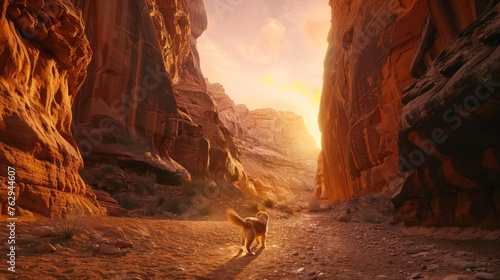 Golden Canyon Sunset with Lone Dog