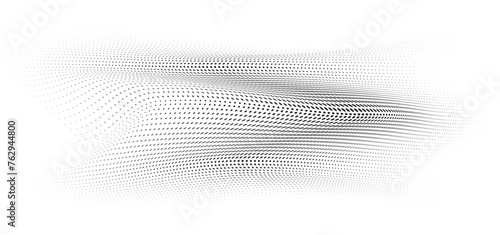 Flowing Dot Wave Pattern Halftone Curve Shape on Transparent Background