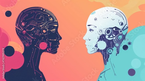 AI-powered natural language processing enabling human-machine communication, concept illustration photo