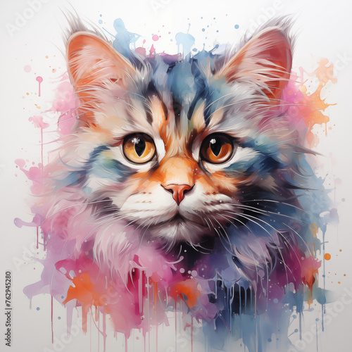 Cat clipart watercolor pastel jpg file