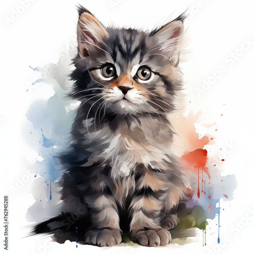 Cat clipart watercolor pastel jpg file