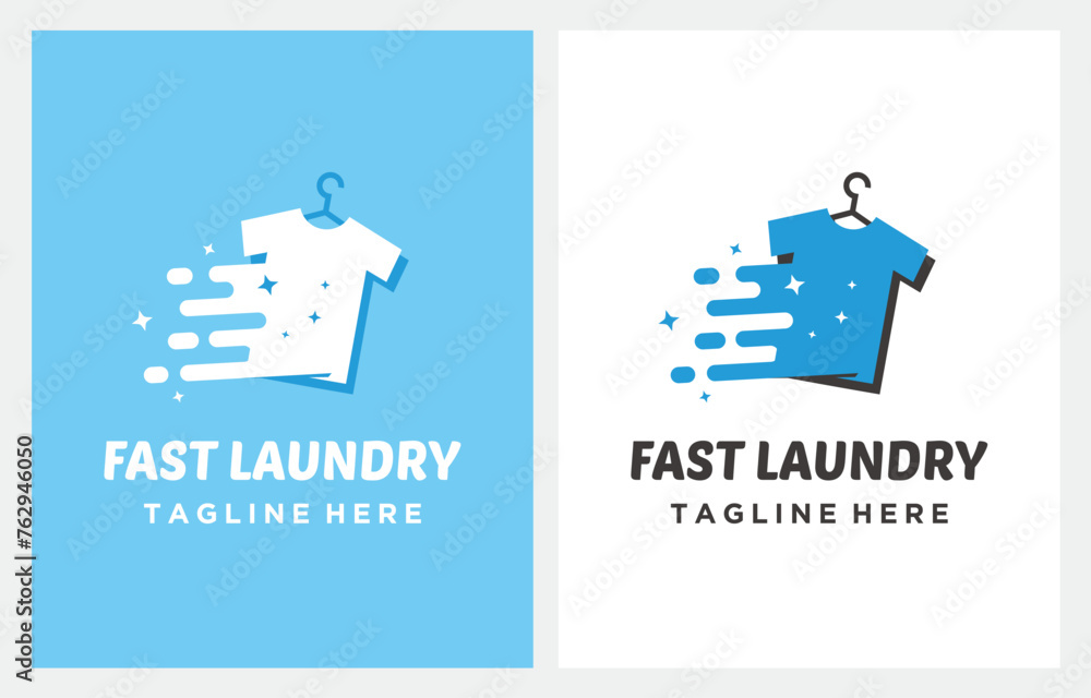 Laundry and Dry Cleaning T Shirt Hanger logo design icon vector