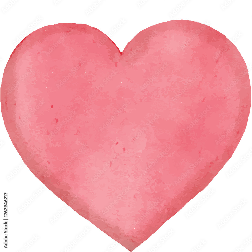 pink watercolor  heart  shape illustration on white background velentine's day decoration