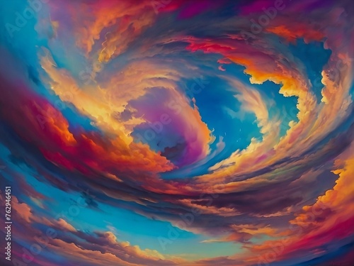 A vibrant, abstract sky filled with a kaleidoscope of colors.