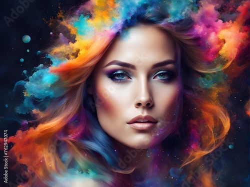 Fantasy abstract portrait of beautiful young woman
