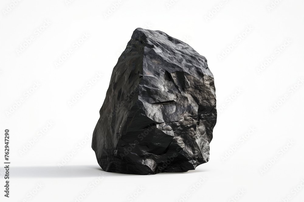 chunk of coal isolated on plain white studio background