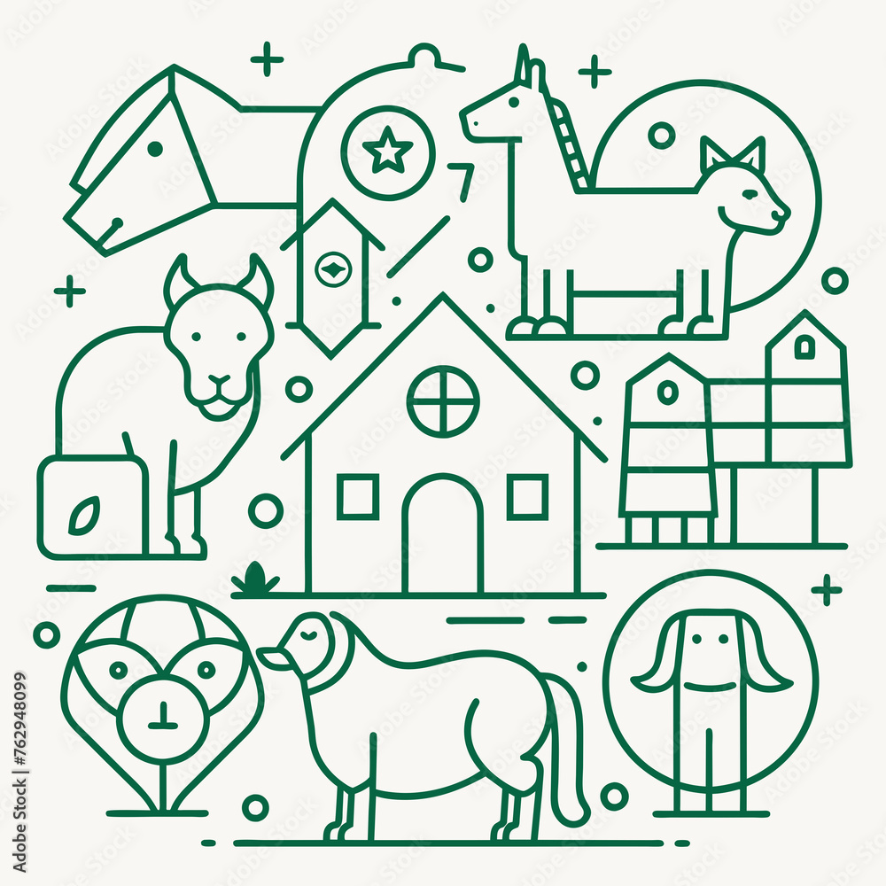 domestic animals vector thin line creature domestic animals vector thin line creature