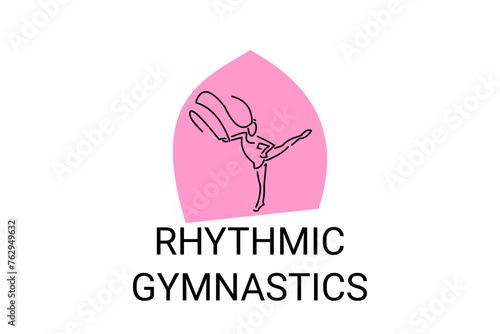 Rhythmic gymnastic sport vector line icon. practice gymnastic. sport pictogram, vector illustration.