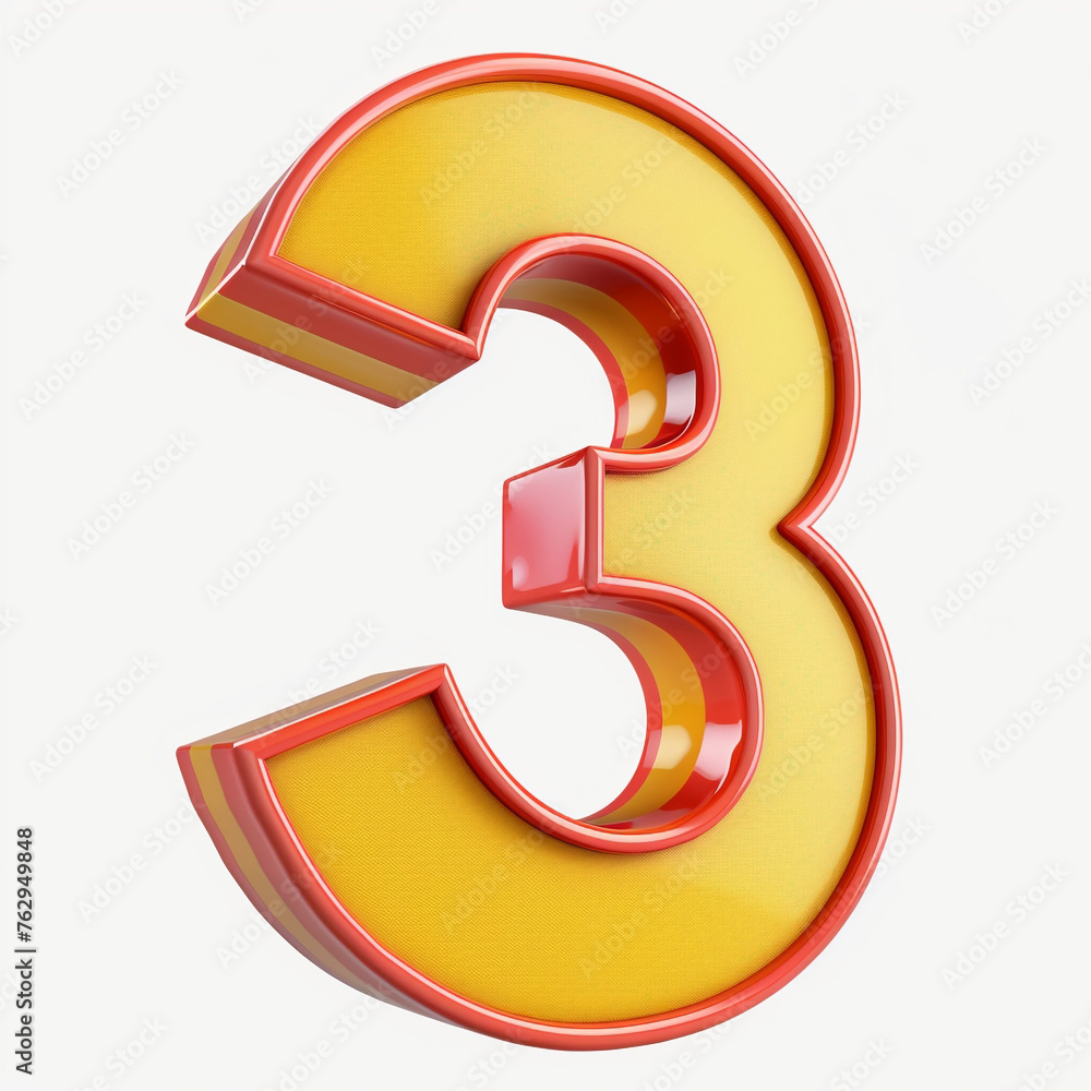3d letter 3 on a white background 3d letter 3 on a white background
