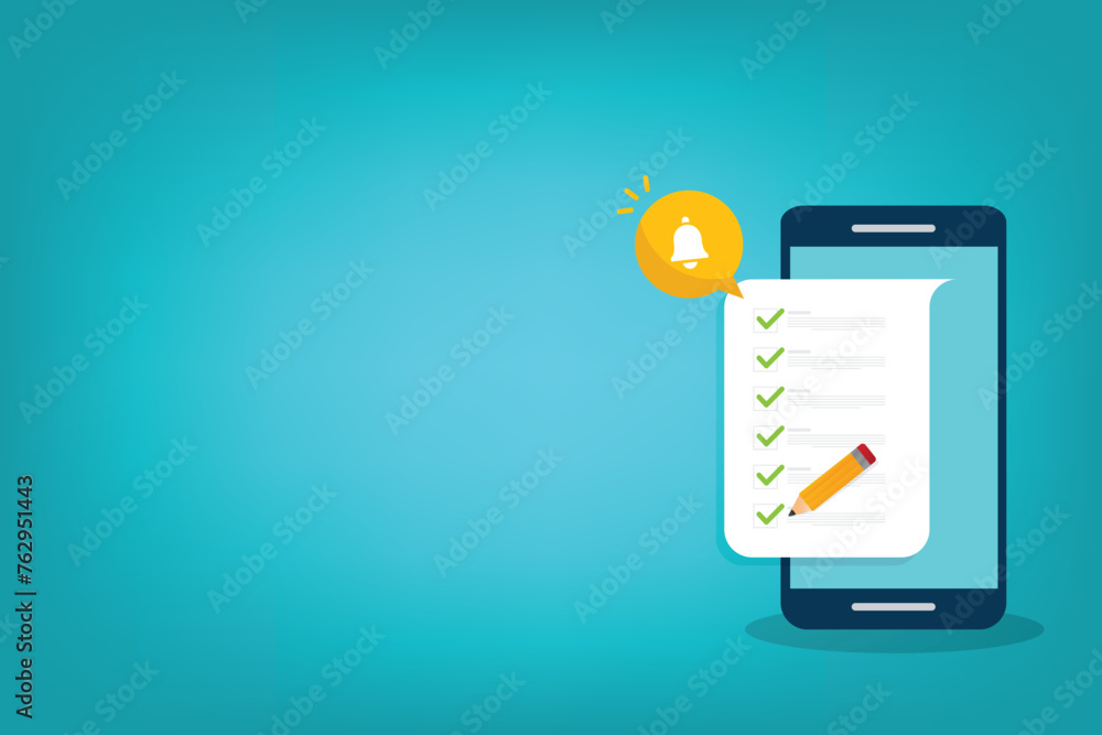 Checklist. Check list document on smartphone, smartphone with paper check list and to do list with checkboxes, concept of survey, online quiz, completed things or done test, feedback. Checklist. Check list document on smartphone, smartphone with paper check list and to do list with checkboxes, concept of survey, online quiz, completed things or done test, feedback.