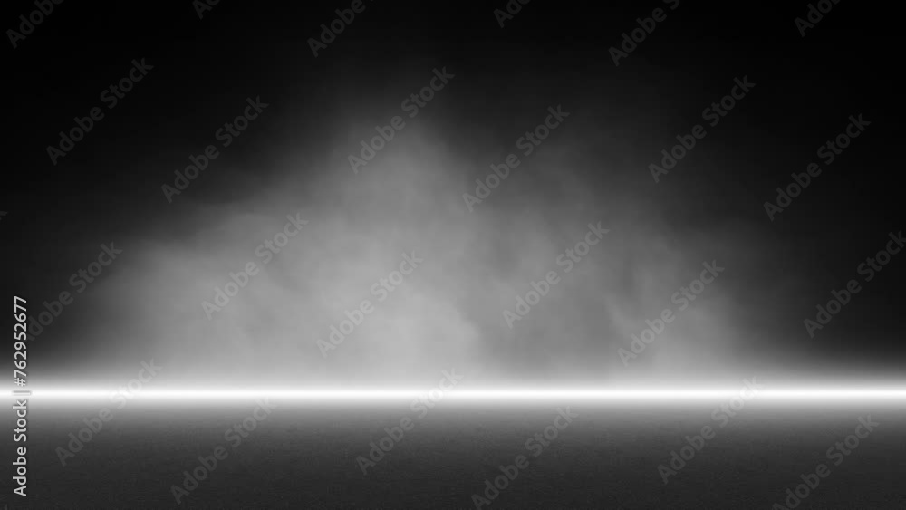 Loop black and white realistic smoke on artistic empty stage background.