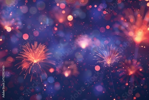 A colorful fireworks display with a blue background
