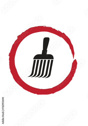 Enso Zen symbol with paint brush. Editable Clip Art.