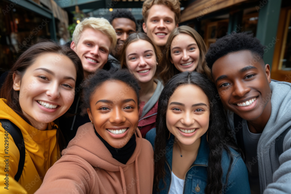 A group of young people are smiling for a picture A group of young people are smiling for a picture
