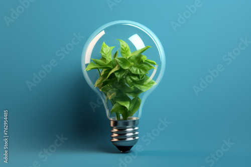 A plant is growing inside a light bulb