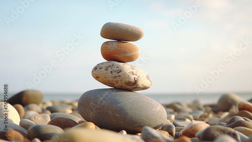 A stack of rocks on a beach