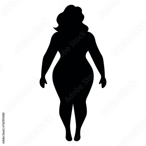 black vector curvy woman icon on white background