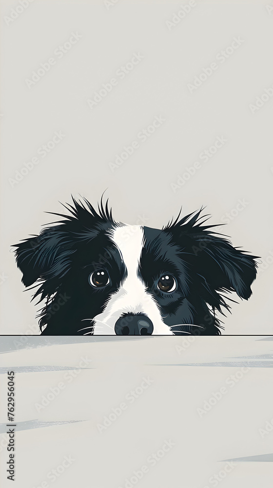 Cute border collie illustration  | High Quality | Wallpaper