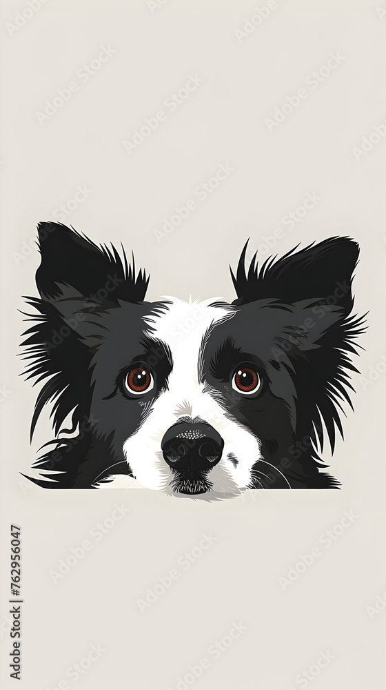 Cute border collie illustration  | High Quality | Wallpaper