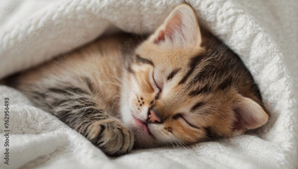cute_little_kitten_sleeping_on_back_on_white_blanket cute_little_kitten_sleeping_on_back_on_white_blanket