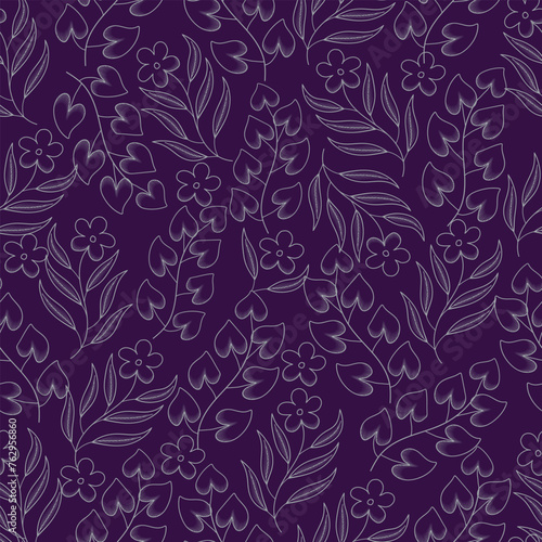 Vector seamless colorful floral pattern for background  textures  fabric  print  textiles  wrapping... Elegant seamless decorative leaves and twigs pattern.