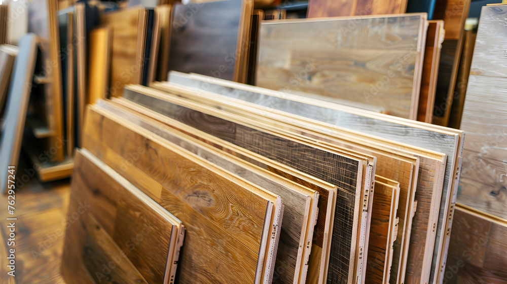 Large assortment of laminate flooring in the store. Large assortment of laminate flooring in the store.