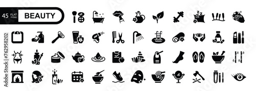 Beauty icons pack. Simple vector illustration.