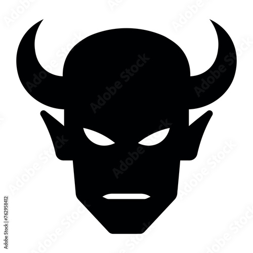 black vector devil icon on white background
